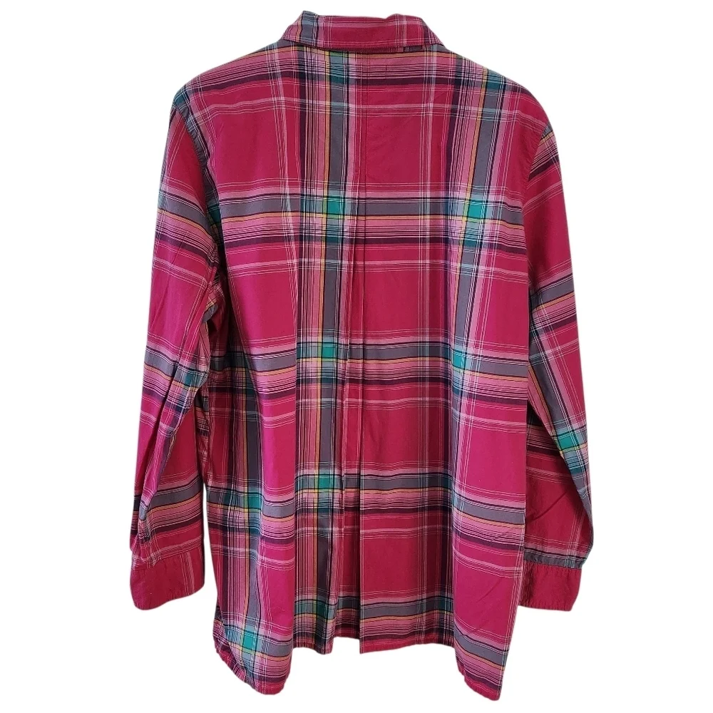 LIFE IS GOOD Pink Plaid Button Front Cotton Shirt Relaxed Casual Top xl - Picture 4 of 15